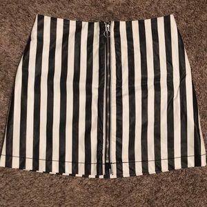 Striped pleather skirt.
